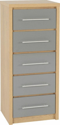 Seconique Seville 5 Drawer Chest Oak And Grey Sheen Finish - image 1