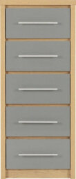 Seconique Seville 5 Drawer Chest Oak And Grey Sheen Finish - thumbnail 4