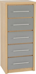 Seconique Seville 5 Drawer Chest Oak And Grey Sheen Finish - thumbnail 3