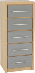Seconique Seville 5 Drawer Chest Oak And Grey Sheen Finish - thumbnail 1