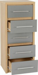 Seconique Seville 5 Drawer Chest Oak And Grey Sheen Finish - thumbnail 2