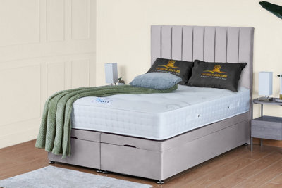 UKBEDFURNITURE Wilton Plush Silver End Opening Divan Ottoman Bed With 54 Inch Headboard - image 1