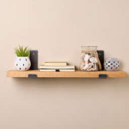 Off the Grain Oak Wall Shelves With Inverted Brackets - Narrow Wooden Shelves Pack Of 2 - 30Cm - thumbnail 2