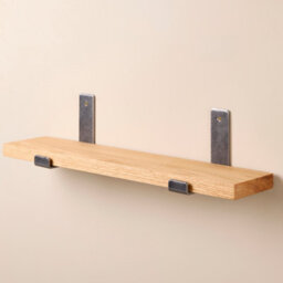 Off the Grain Oak Wall Shelves With Inverted Brackets - Narrow Wooden Shelves Pack Of 2 - 30Cm - thumbnail 6