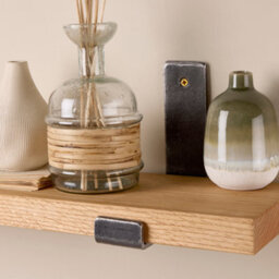 Off the Grain Oak Wall Shelves With Inverted Brackets - Narrow Wooden Shelves Pack Of 2 - 30Cm - thumbnail 3