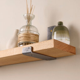 Off the Grain Oak Wall Shelves With Inverted Brackets - Narrow Wooden Shelves Pack Of 2 - 30Cm - thumbnail 4