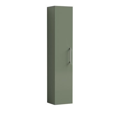 Balterley Bramshall Modern Bathroom 1 Soft Close Door Wall Hung Tall Storage Unit, Satin Green With Handle, 300 mm - image 1