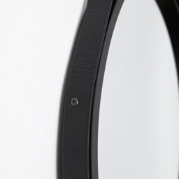 Aspect Furniture Leather Strap Wooden Wall Mirror/round Hanging Mirror ( Black , 50 Dia ) - thumbnail 4