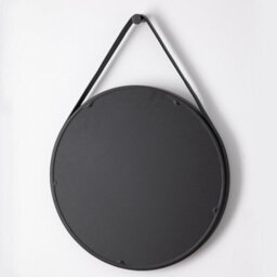 Aspect Furniture Leather Strap Wooden Wall Mirror/round Hanging Mirror ( Black , 50 Dia ) - thumbnail 6