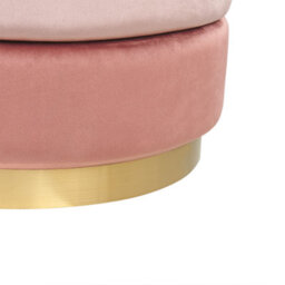 Wyld And Coco Ombre Pink Velvet Pouffe 48 Cm Round With Gilded Gold Base, Modern Glam Footstool - thumbnail 5
