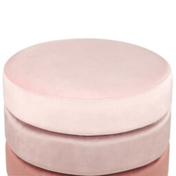 Wyld And Coco Ombre Pink Velvet Pouffe 48 Cm Round With Gilded Gold Base, Modern Glam Footstool - thumbnail 3