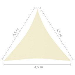 Berkfield Sunshade Sail Oxford Fabric Triangular 4.5X4.5X4.5 M Cream - thumbnail 6