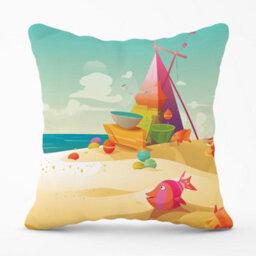 Warren Reed Designer Fish On A Beach Holiday Cushions 60Cm X 60Cm - thumbnail 1