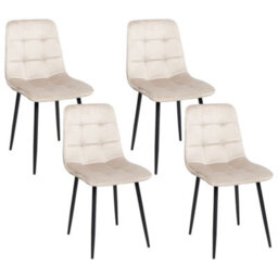 Beliani Set Of 4 Dining Chairs Powell Velvet Beige - thumbnail 1