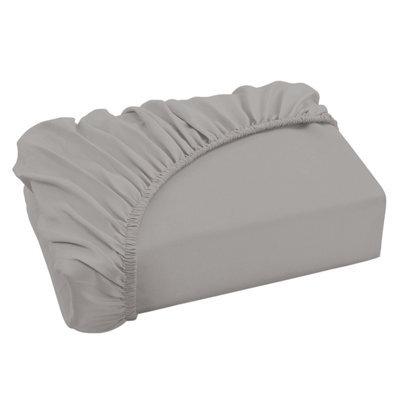 Ameha Plain Dyed Grey Fitted Sheet 30Cm Extra Deep Pocket Soft Touch Easy Care Durable Bed Fitted Sheets Double, 137 X 190 Cm - image 1