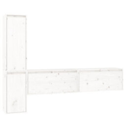 Berkfield Tv Cabinets 4 Pcs White Solid Wood Pine - thumbnail 2