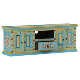 Vidaxl Tv Cabinet Blue 110X30X40 Cm Solid Wood Mango - thumbnail 2