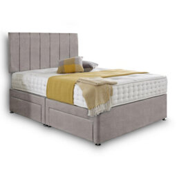 Dining Tables Oslo Matching Headboard Divan Set, 2 Drawer On Same Side With Sprung 1500 Comfort Mattress - Chenille Grey - Double - thumbnail 4