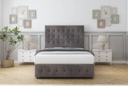 "Sloomy Berlin Slate Naples Divan Bed Base No Drawers-54"" Floor Standing Headboard & 12"" Footboard 5' King" - thumbnail 2