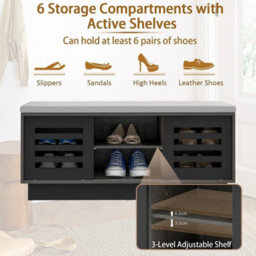 Wooden Shoe Bench Shoe Storage Cabinet Organizer - thumbnail 4