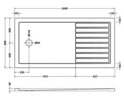 Balterley Premium Walk-In Shower Tray 1600mm X 800mm - White - thumbnail 8