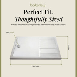 Balterley Premium Walk-In Shower Tray 1600mm X 800mm - White - thumbnail 5
