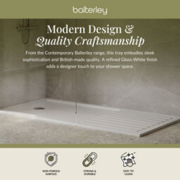 Balterley Premium Walk-In Shower Tray 1600mm X 800mm - White - thumbnail 2