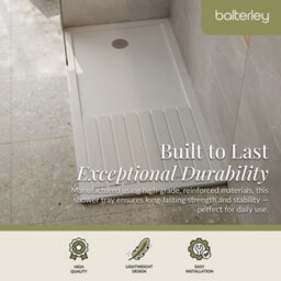 Balterley Premium Walk-In Shower Tray 1600mm X 800mm - White - thumbnail 3