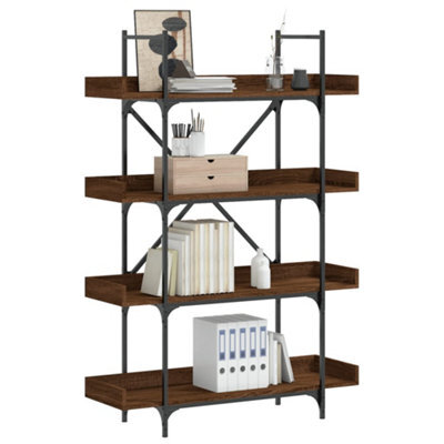 Berkfield Bookcase 4-Tier Brown Oak 100X33X145.5 Cm Engineered Wood - image 1