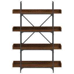Berkfield Bookcase 4-Tier Brown Oak 100X33X145.5 Cm Engineered Wood - thumbnail 4