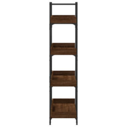 Berkfield Bookcase 4-Tier Brown Oak 100X33X145.5 Cm Engineered Wood - thumbnail 5