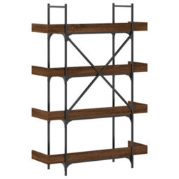 Berkfield Bookcase 4-Tier Brown Oak 100X33X145.5 Cm Engineered Wood - thumbnail 6