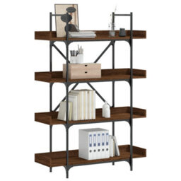 Berkfield Bookcase 4-Tier Brown Oak 100X33X145.5 Cm Engineered Wood