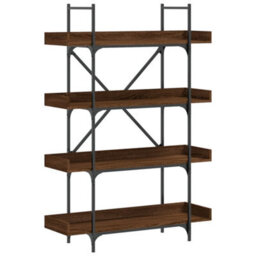 Berkfield Bookcase 4-Tier Brown Oak 100X33X145.5 Cm Engineered Wood - thumbnail 2