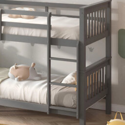 Interior Emporium Lily Wooden Bunk Bed Without Mattress - Solid Pine Space-Saving Frame - Kids Bedroom Furniture - Grey - thumbnail 6