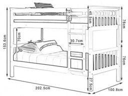 Interior Emporium Lily Wooden Bunk Bed Without Mattress - Solid Pine Space-Saving Frame - Kids Bedroom Furniture - Grey - thumbnail 4