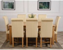 That's Furniture Oslo 180 X 90 Cm Large Oak Dining Table And 8 Chairs Dining Set With Washington Ivory Leather Chairs - thumbnail 2
