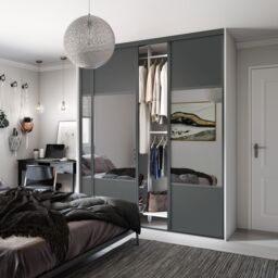 Spacepro Classic Wideline Mirrored Graphite Framed Sliding Wardrobe Door (H)2220mm (W)762mm - thumbnail 9