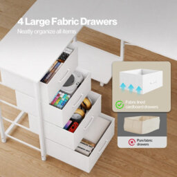 Levede Corner Desk,l Shaped With Drawers,power Outlet,office Gaming,wood,white - thumbnail 8