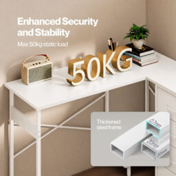 Levede Corner Desk,l Shaped With Drawers,power Outlet,office Gaming,wood,white - thumbnail 6