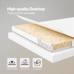 Levede Corner Desk,l Shaped With Drawers,power Outlet,office Gaming,wood,white - thumbnail 5