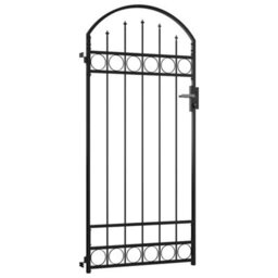 Walplus Fence Gate With Arched Top Steel 89X200 Cm Black - thumbnail 5