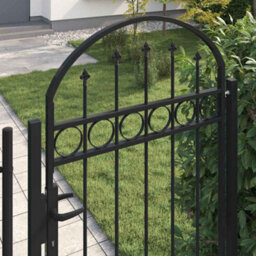 Walplus Fence Gate With Arched Top Steel 89X200 Cm Black - thumbnail 4
