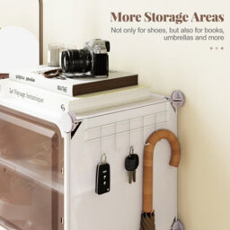 Gainoom Shoe Rack 8 Tier Shoe Storage Cabinet 32 Pair Plastic Shoe Organizer W/ Removable Shelves - thumbnail 9