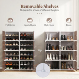 Gainoom Shoe Rack 8 Tier Shoe Storage Cabinet 32 Pair Plastic Shoe Organizer W/ Removable Shelves - thumbnail 7