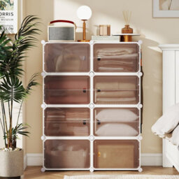 Gainoom Shoe Rack 8 Tier Shoe Storage Cabinet 32 Pair Plastic Shoe Organizer W/ Removable Shelves - thumbnail 3