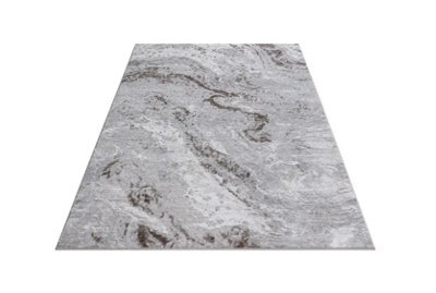 Stratus Interiors Miro Large Marble Design Living Rug 200 X 290 Cm - Bronze / Cream / White / Silver - Large - image 1
