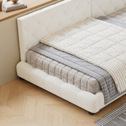 Abrihome Upholstered Bed, 3Ft Single Bed 90X190Cm, With Side Rails On The Bed, With Two Comfortable Headboards, Velvet + Plywood, Beige - thumbnail 8