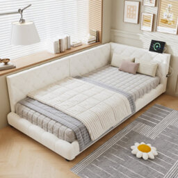 Abrihome Upholstered Bed, 3Ft Single Bed 90X190Cm, With Side Rails On The Bed, With Two Comfortable Headboards, Velvet + Plywood, Beige