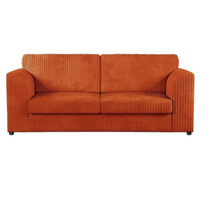 Hannah Jumbo Cord Full Back 3 Seater Sofa Orange - image 1